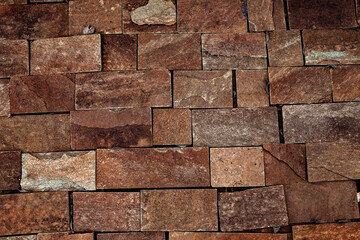Rock wall. Background of stone for decoration. Old brick floor texture. Abstract background for design with copy space.