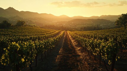 Fototapeta premium a vineyard in the evening 
