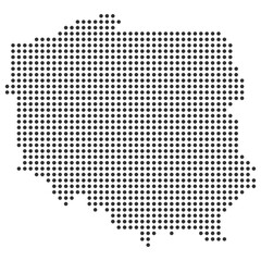 Dotted Poland map, black dot map of Poland