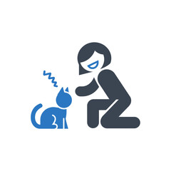 Smiling Woman with Cat Icon