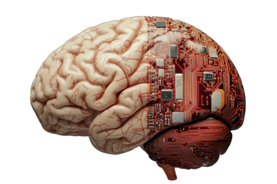 Exploring the fusion of human intellect and digital technology within the human brain's complex structure. Generative AI