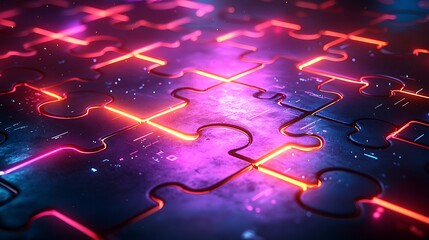 Puzzle path glowing with pink energy high resolution picture