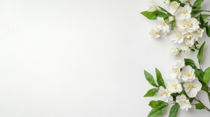 Fototapeta premium Clean and Elegant White Background with Fresh White Bouquet