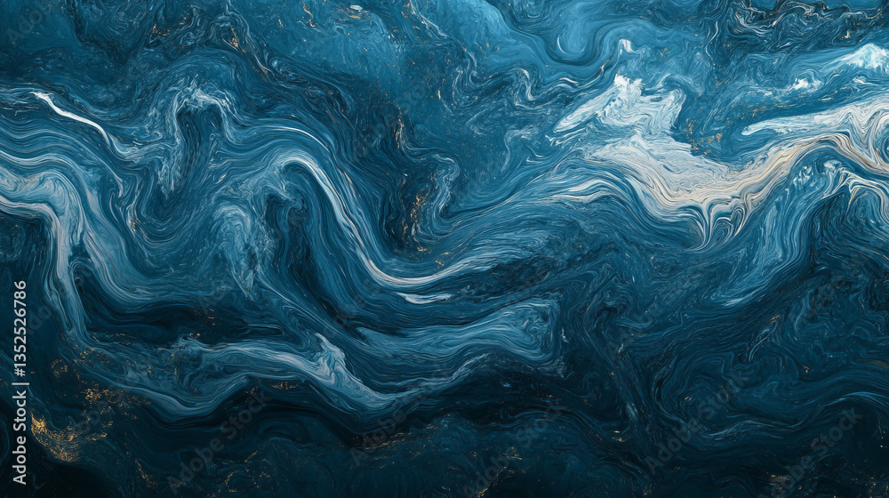 Poster blue digital particle wave flow abstract background. 3d rendering