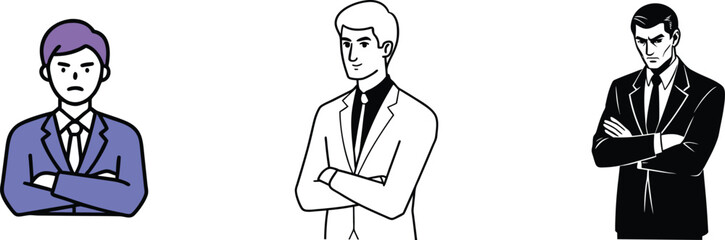Businessmen Portraits Angry, Neutral, Serious Suit Styles