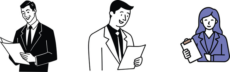 Business Professionals Reading Documents, Reports, and Documents