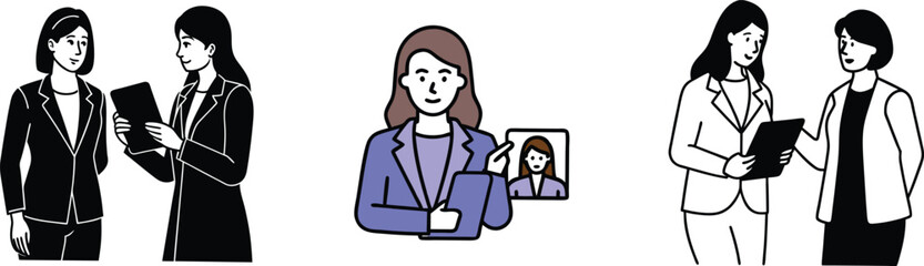 Businesswomen Colleagues Meeting Collaboration Tablet Discussion Documents