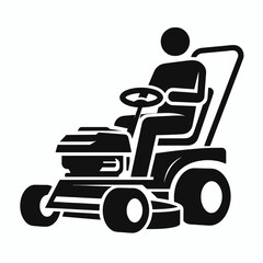Lawnmower silhouette in black on a white background
