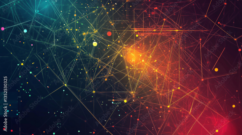 Poster vector abstract geometric background with polygonal lines and structures - technology, connection