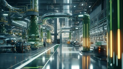 Fototapeta premium A photo of an eco-conscious green automotive manufacture
