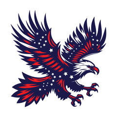 Patriotic Eagle in Flight &ndash; Red, White & Blue Design