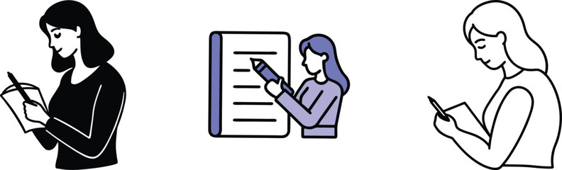 Women Writing Notes, Taking Notes, Notepads, Pens, Sketching Ideas