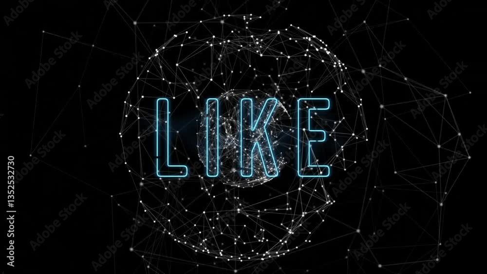 Poster animation of glowing text over network of interconnected lines and nodes