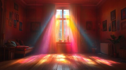 Sunlit Room: A Digital Painting of Serene Interior