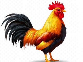 Fototapeta premium A Vibrant Rooster Stands Proudly Showcasing Its Colorful Plumage