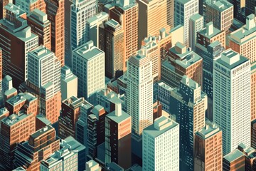 Obraz premium Dense city skyline graphic illustration.