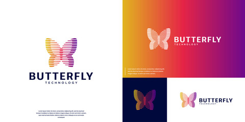 symbol of technological beauty with abstract butterfly concept, graphic vector illustration.