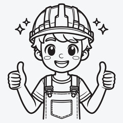Engineer icon in line style. stock illustration