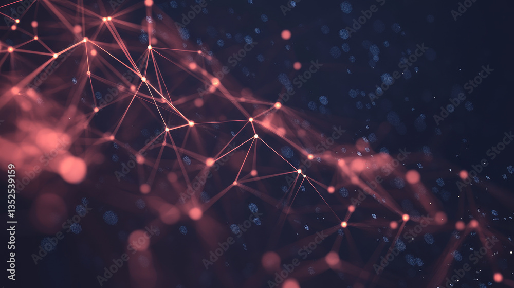 Poster polygon abstract background concept of dots and lines connected. with dark background and side space