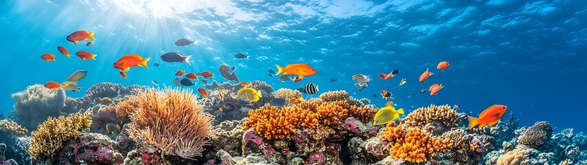 Naklejka premium Vibrant Coral Reef Fish Scene.