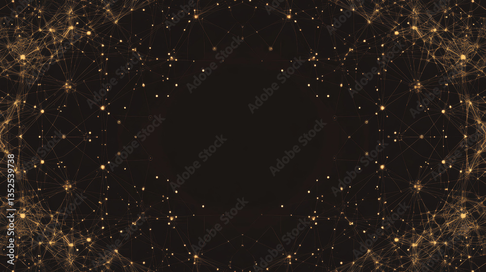 Poster polygon abstract background concept of dots and lines connected. with dark background and side space