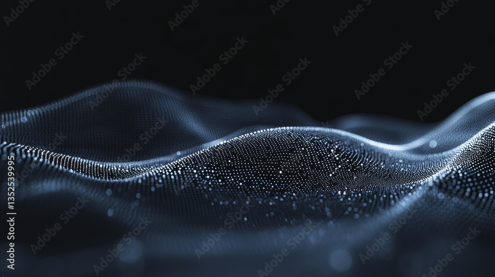 Poster abstract polygon wave background concept of interconnected dots and lines with a dark background and