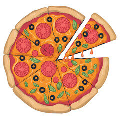 Delicious Pizza Design Isolated on White