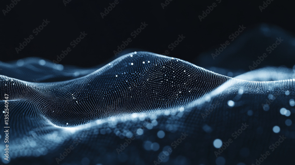 Poster abstract polygon wave background concept of interconnected dots and lines with a dark background and