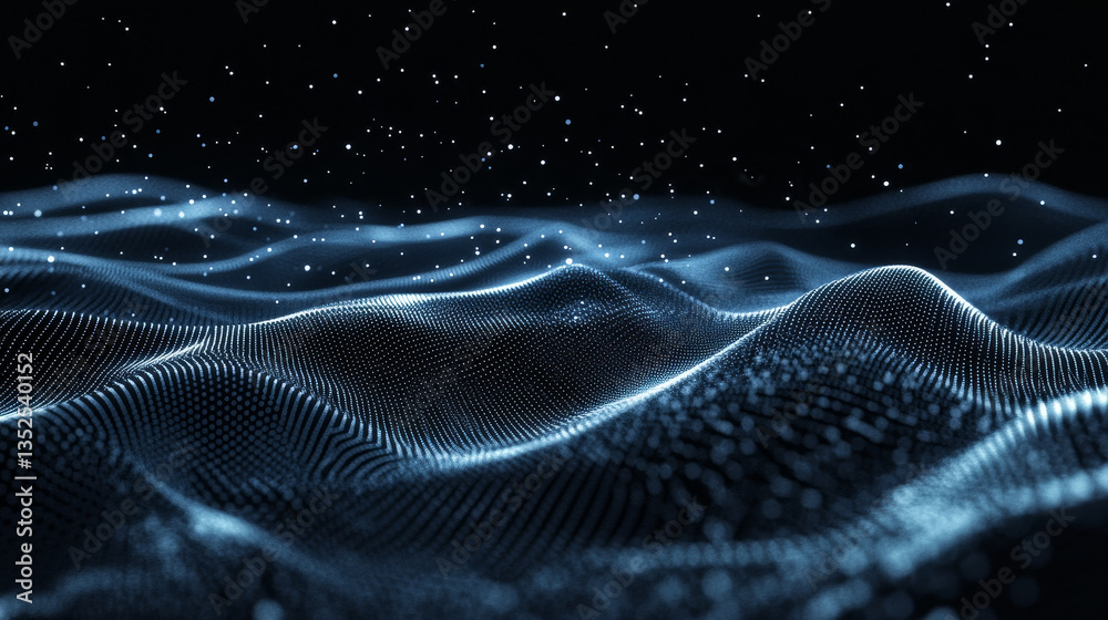 Poster abstract polygon wave background concept of interconnected dots and lines with a dark background and