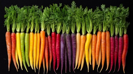 colourful carrots in a row