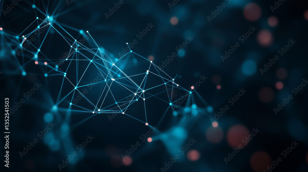 Poster polygon abstract background concept of dots and lines connected. with a dark background. internet ne