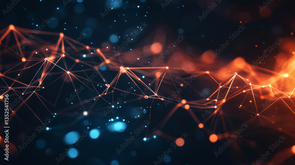 Poster polygon abstract background concept of dots and lines connected. with a dark background
