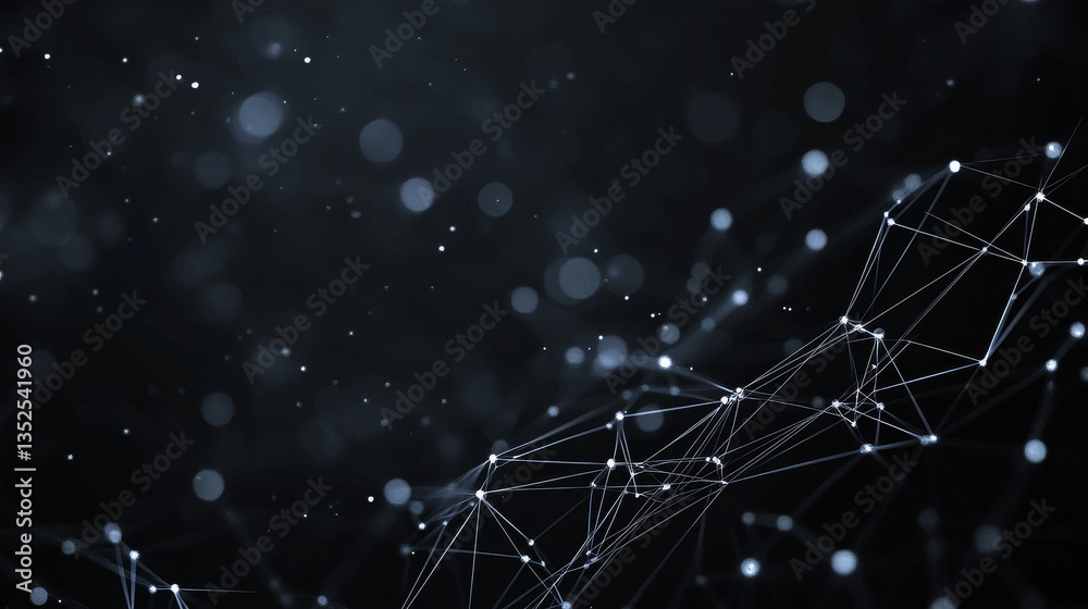 Poster polygon abstract background concept of dots and lines connected. with a dark background and empty sp