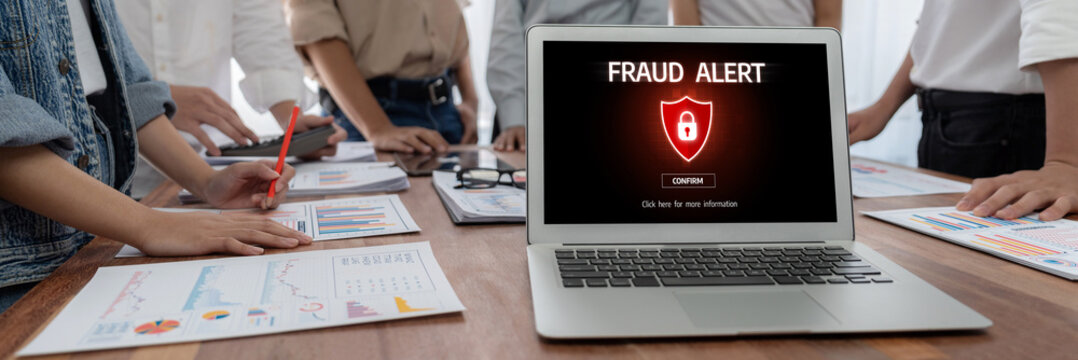 Cyber security software show alert of cyber attack for protection brisk. Danger from virus, phishing and cyber fraud.