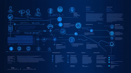 A simple blue-toned vector infographic designed for human resource management systems, featuring line icons and customizable space for content placement