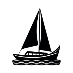 Trimaran Black Vector Graphic Art

