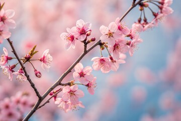 Delicate Pink Cherry Blossoms in Springtime