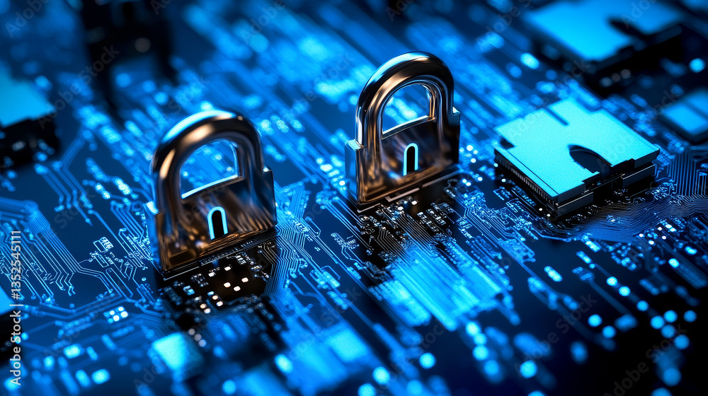 Poster hi-tech digital security and technology network data and communication concept background