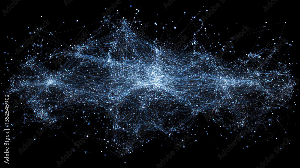 Poster abstract digital technology concept connected internet network polygons with lines dots dark blue ba