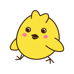 Cute little chicken cartoon character isolated on white background. Vector art illustration in flat style. A separate element for your design.
