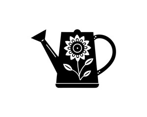 creative details Watering Can with Flowers Icon vector illustration 