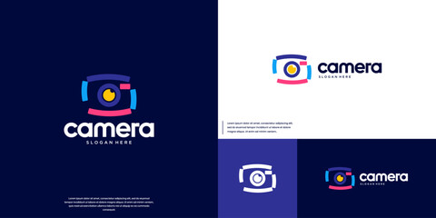 Digital media with abstract camera concept, entertainment, movie production, graphic vector template.