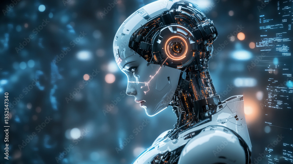 Poster network digital technology background, ai data 01 computer code binary, connection of internet of th