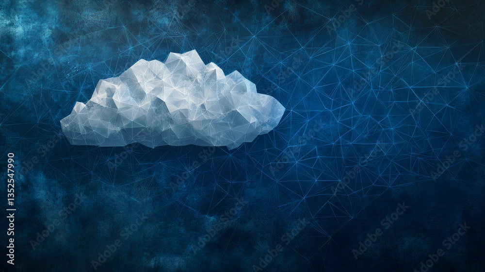 Poster cloud computing technology concept transfer database to cloud. there is a large cloud icon that stan