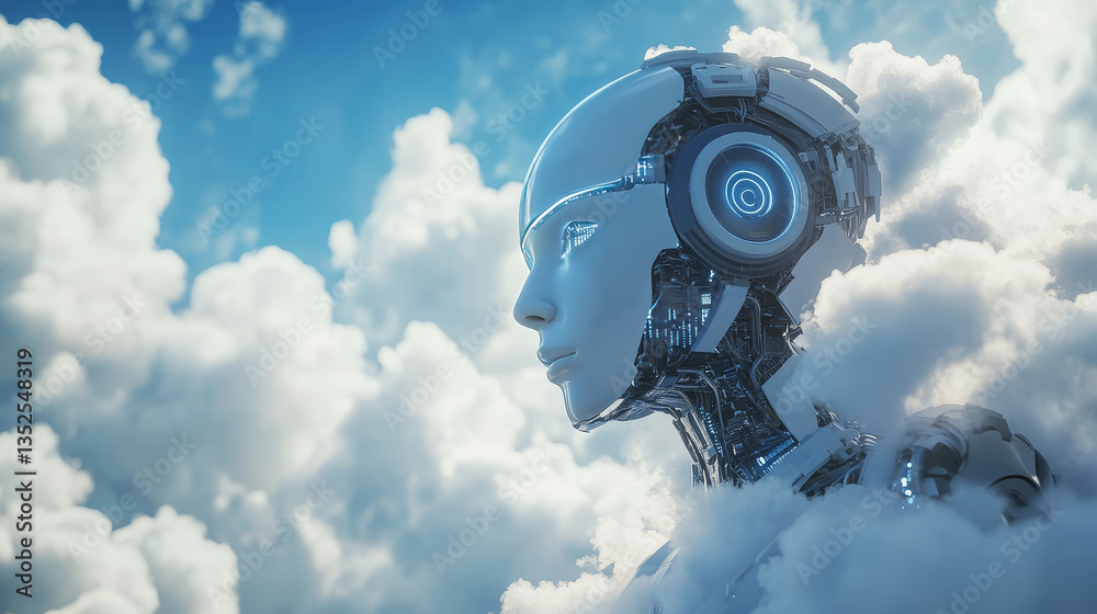 Poster artificial intelligence ai concept. future technology digital data analysis. big data transmission c