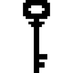 Old key icon. 8 bit vintage key. skeleton key