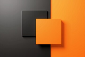 Modern Geometric Composition with Black, Gray, and Orange Blocks in a 3D Arrangement, Creating a Bold and Contemporary Visual for Design Projects