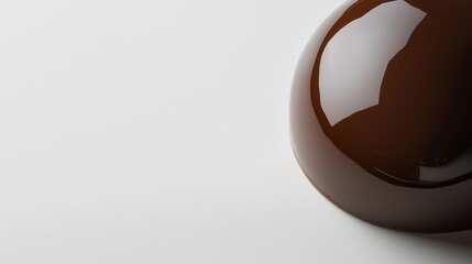 Close-up of a round, dark brown object on a white surface. the object appears to be made of a smooth, glossy material and has a smooth texture.