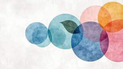 Translucent Pastel Circles Abstract Art on Textured Background