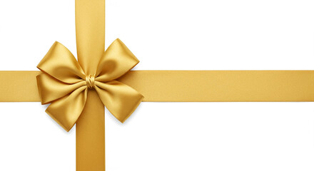 Elegant Golden Satin Ribbon Bow and Cross Bows Gift Wrapping Decoration Festive Design